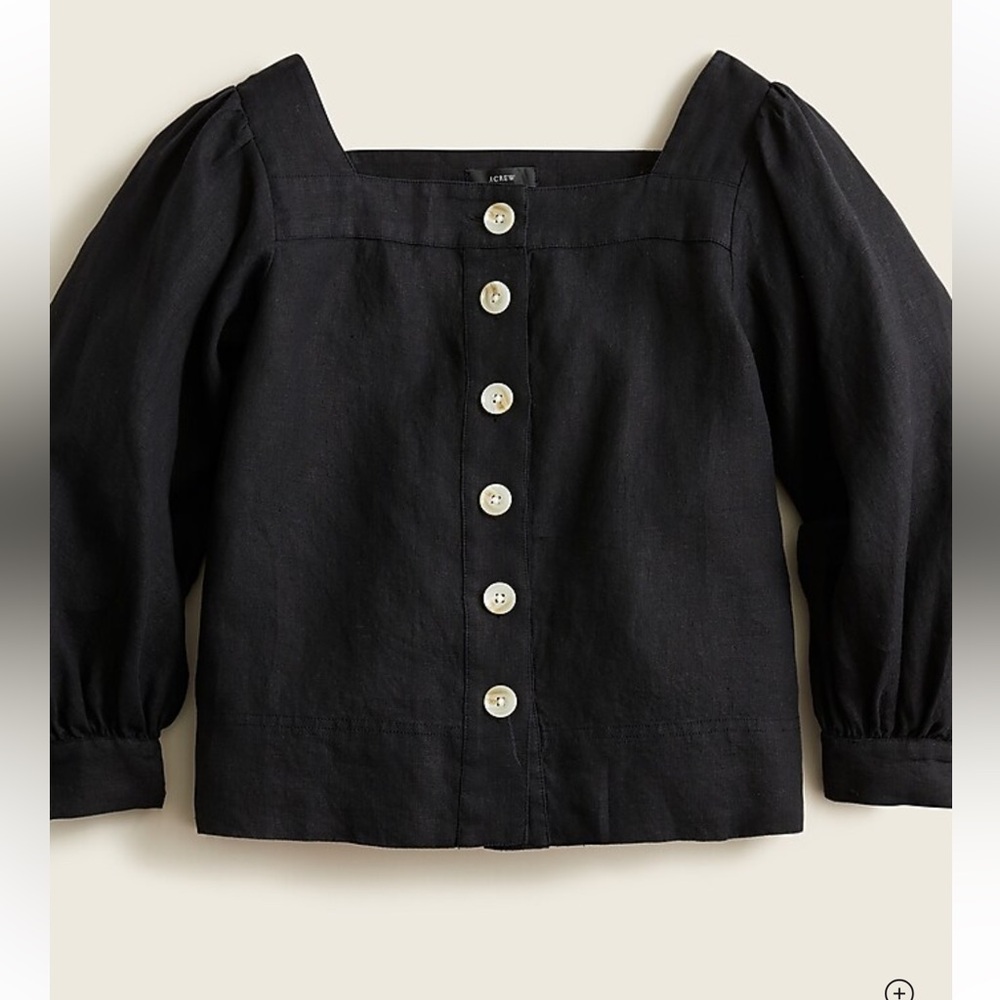 J Crew Square-neck Button-front Linen Top